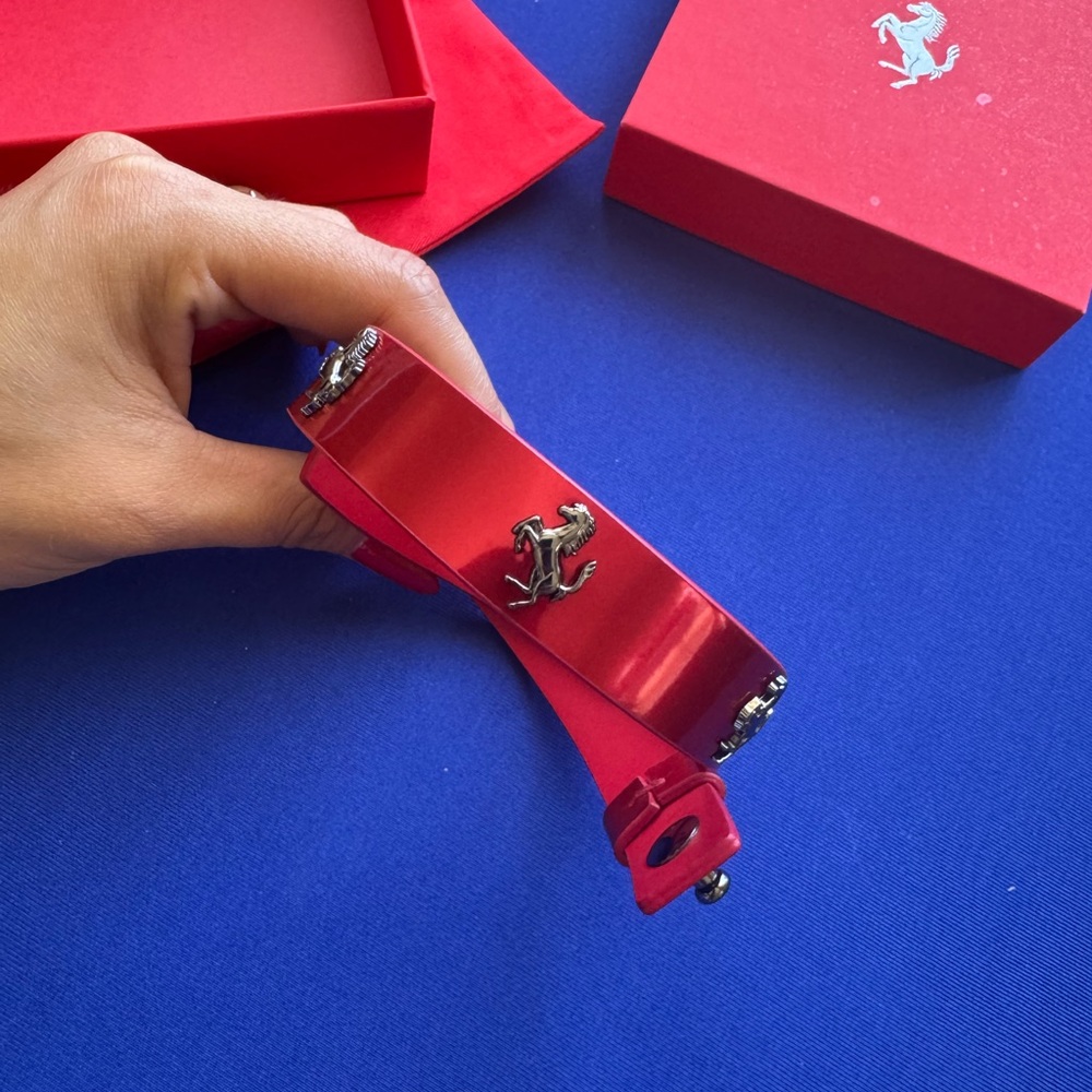 Ferrari Red Leather Bracelet